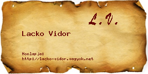 Lacko Vidor névjegykártya
